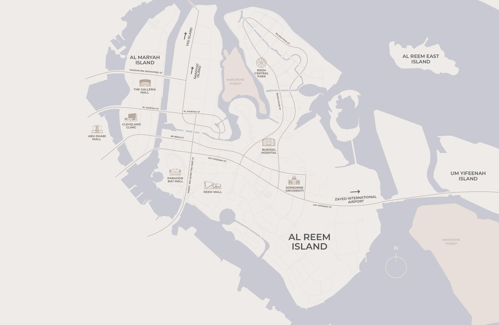 Al Reem Island 雷姆岛 地图与城市级配套