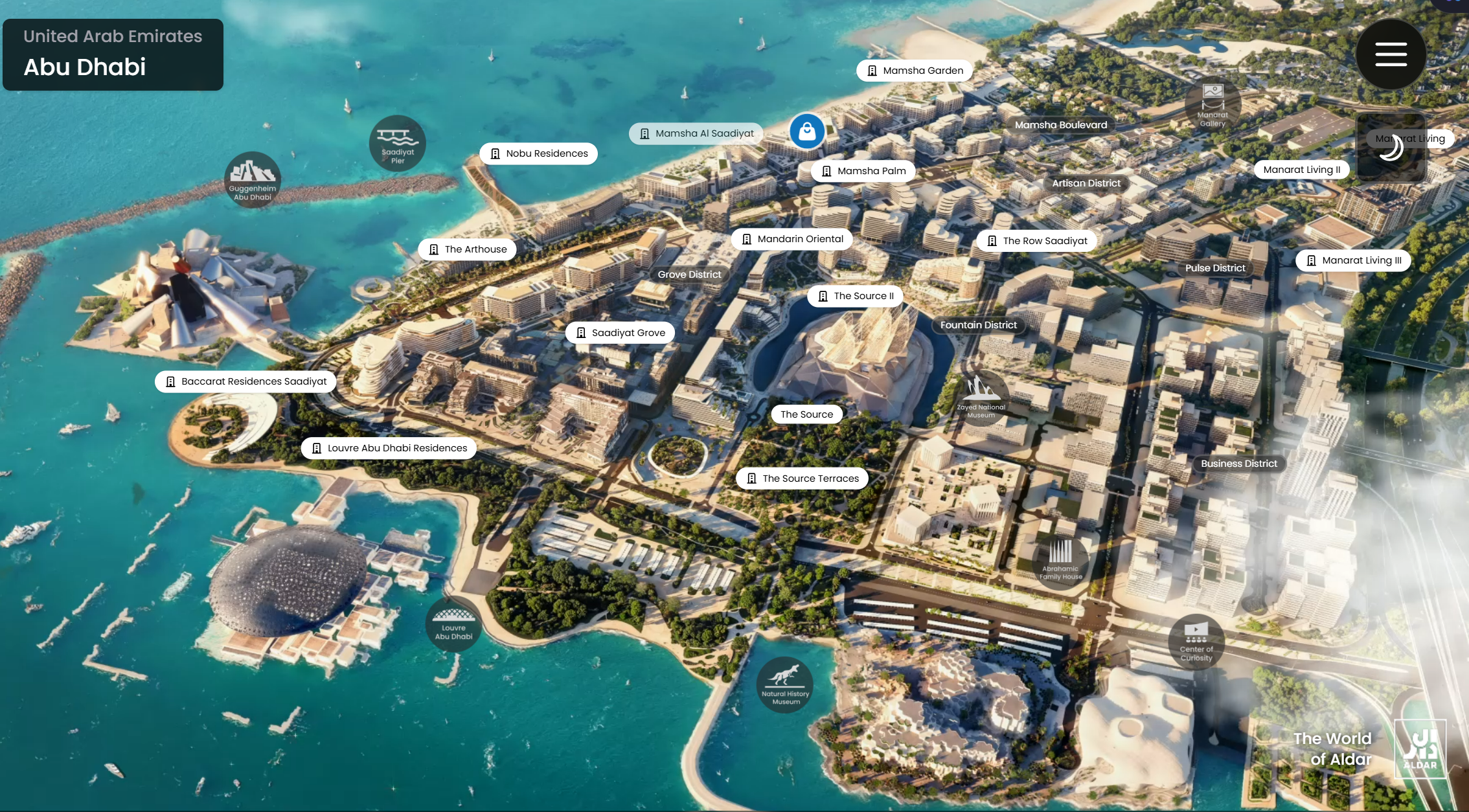 Saadiyat Island Aldar development and amenities overview